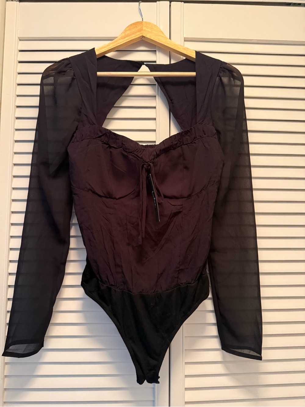 Long-Sleeve Black Bodysuit -